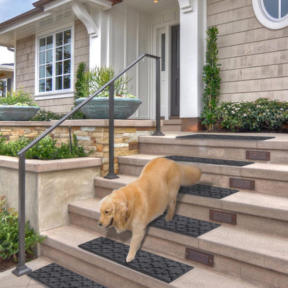 Aucuda 2pcs 8.5" x 30" Stair Treads Outdoor for Elders and Dogs on Wooden Steps, Non Slip Stair Runner Rug Heat Insulation Rubber Backing, Gray Staircase Mat Carpet for Indoor Grip Farmhouse.