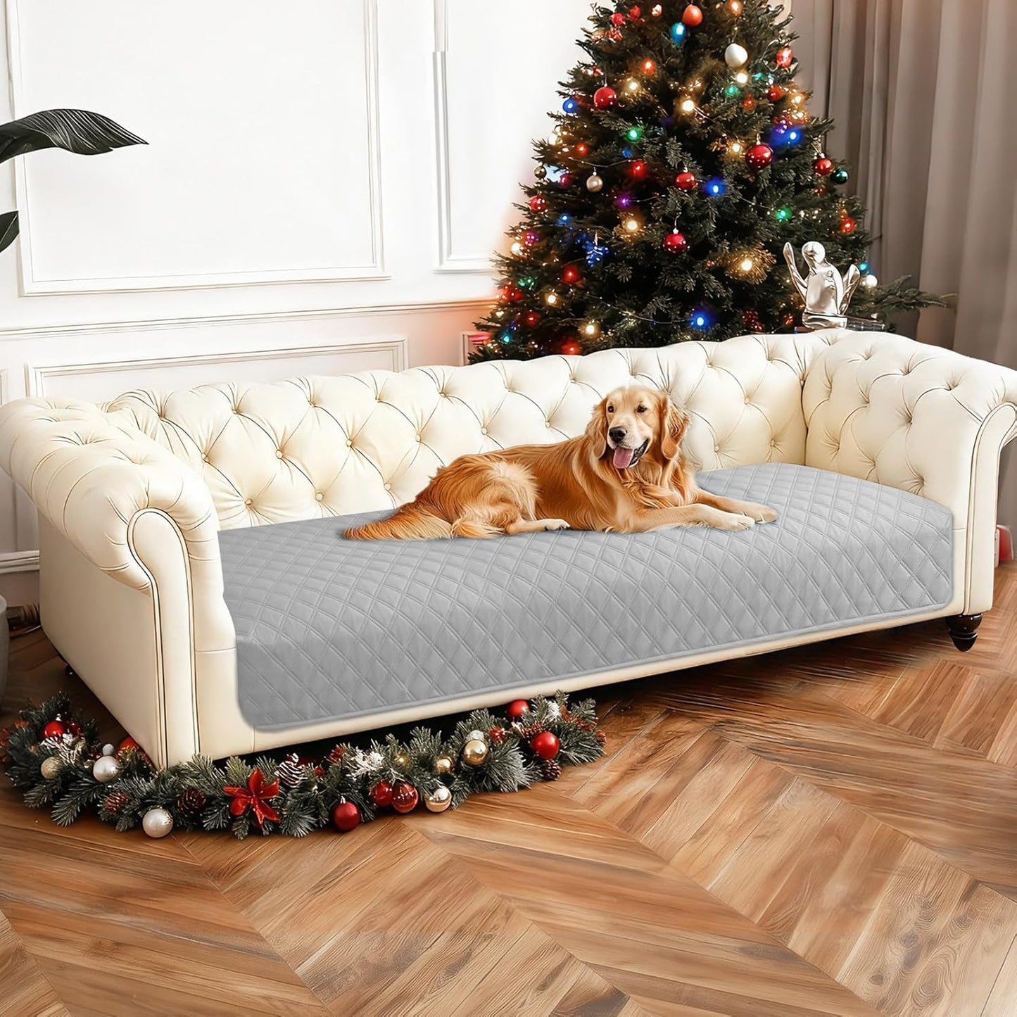 Waterproof Dog Blanket, Non-Slip Soft Pet Bed Cover, Couch Cover for Dogs Washable, Protects Sofa, Furniture, Crate, Car, Tear Resistant Leakproof Pet Blanket (30x70 Inch, Dark Grey)