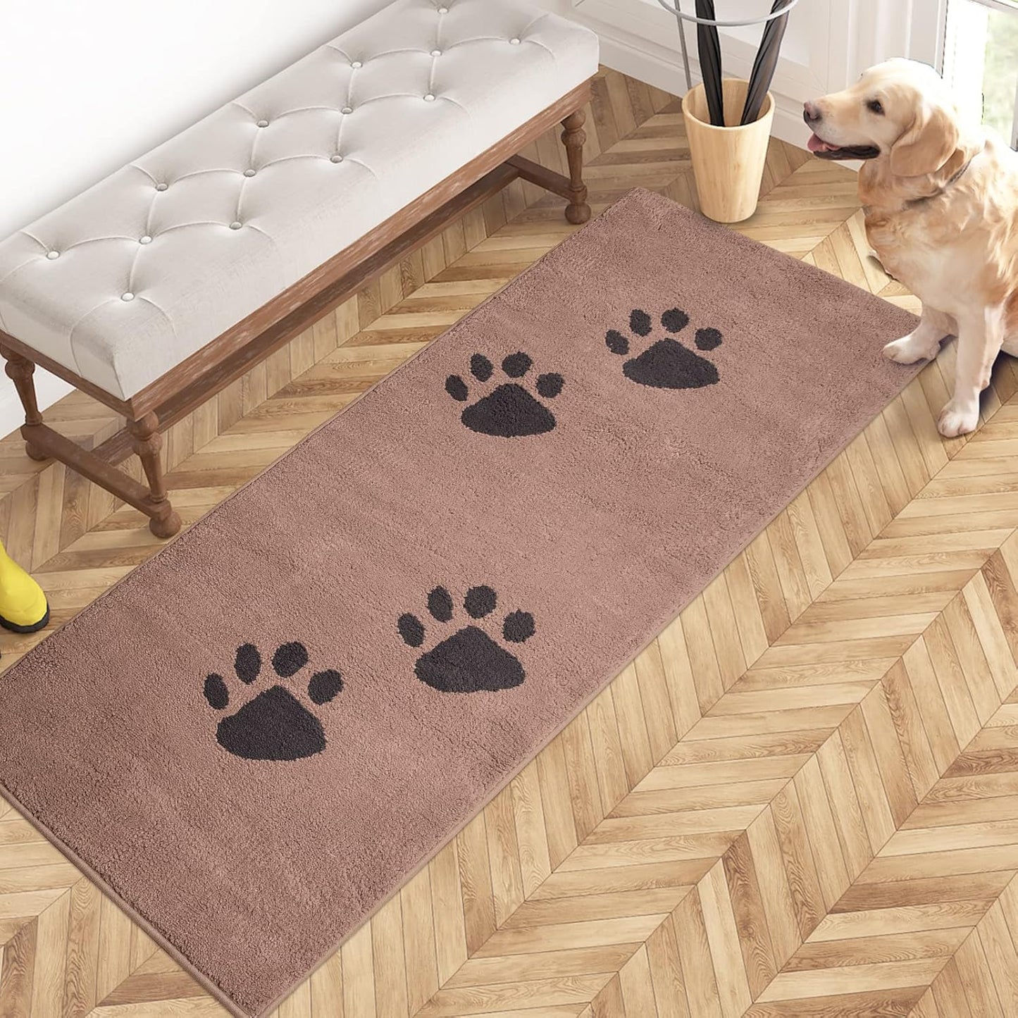 PURRUGS Dirt Trapping Door Mat 20" x 31.5", Non-Skid/Slip Machine Washable Microfiber Entrance Rug, Shoes Scraper, Dog Doormat, Super Absorbent Floor Mat for Muddy Wet Shoes and Paws, Grey