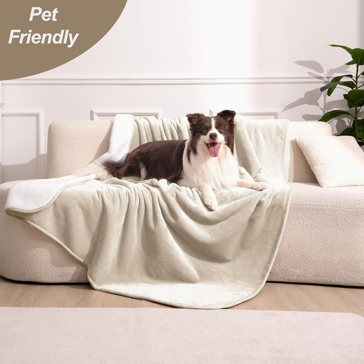 gogobunny Waterproof Blanket for Bed Couch Sofa, Liquid Pee and Fur Proof Pet Blanket for Dog Puppy Cat, Reversible Sherpa Fleece Throw Blanket Furniture Cover Protector (Grey, 50x60 inches)