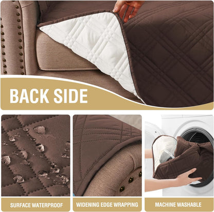 H.VERSAILTEX 100% Waterproof Slipcovers for Couches and Sofas Modern Pet Couch Cover Thick Soft Furniture Protector with Elastic Straps(Sofa, Lily Pad/Beige)