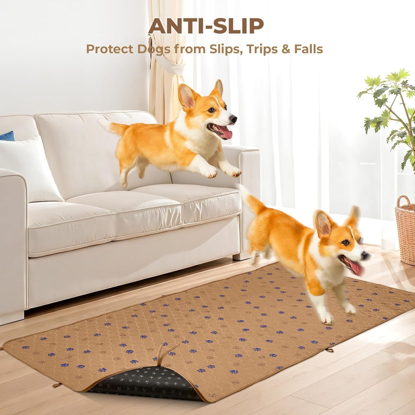 Fostanfly Washable Pee Pads for Dogs, 2 Pack Large 36"x41" Ultra-Absorbent and Leak-Proof Non-Slip Reusable Potty Training Pads for Dogs, Cats, Puppy, Potty Training of Add 8 Lanyards