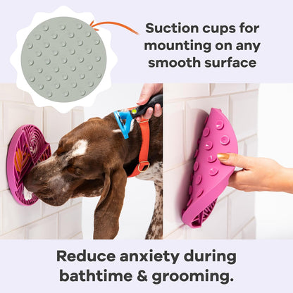 Awoo Paradise - Dog Lick Mat for Slow Feeding & Anxiety - Non-Slip Silicone Slow Feeder with Suction Cups - Dishwasher Safe Pet Dish for Grooming, Training, and Boredom Relief (Fuschia)