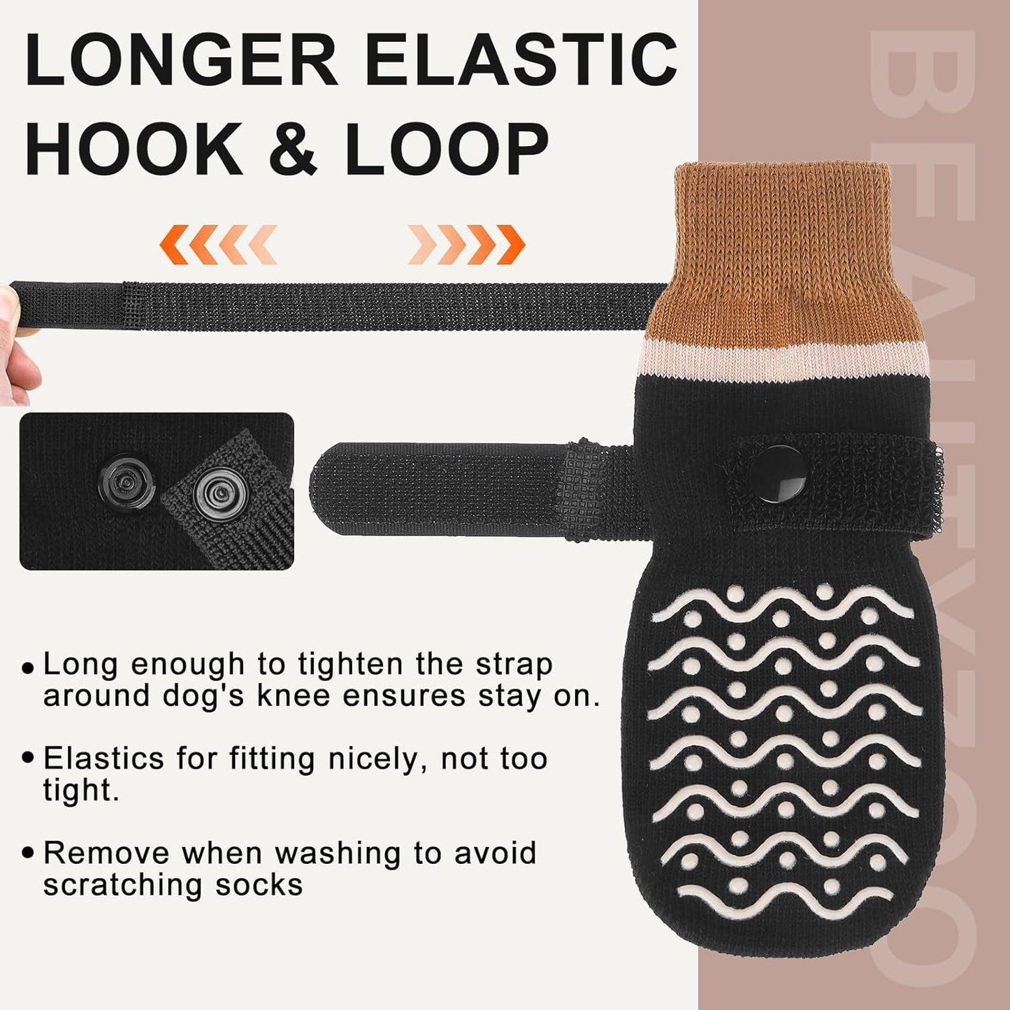 BEAUTYZOO Dog Socks to Prevent Licking Paws -Dog Shoes for Hot Pavement & Hardwood Floors Anti Slip, Traction Control Boots & Paw Protectors with Double Side Grips for Small Medium Large Senior Dogs