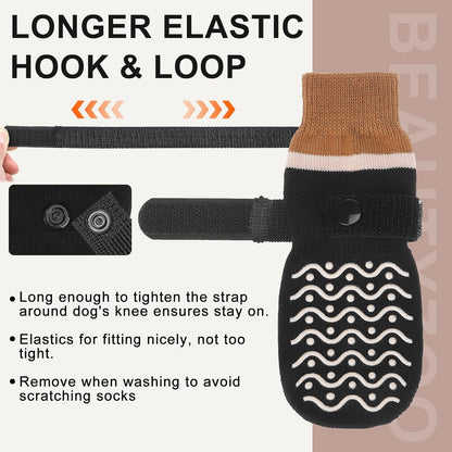 BEAUTYZOO Dog Socks to Prevent Licking Paws -Dog Shoes for Hot Pavement & Hardwood Floors Anti Slip, Traction Control Boots & Paw Protectors with Double Side Grips for Small Medium Large Senior Dogs