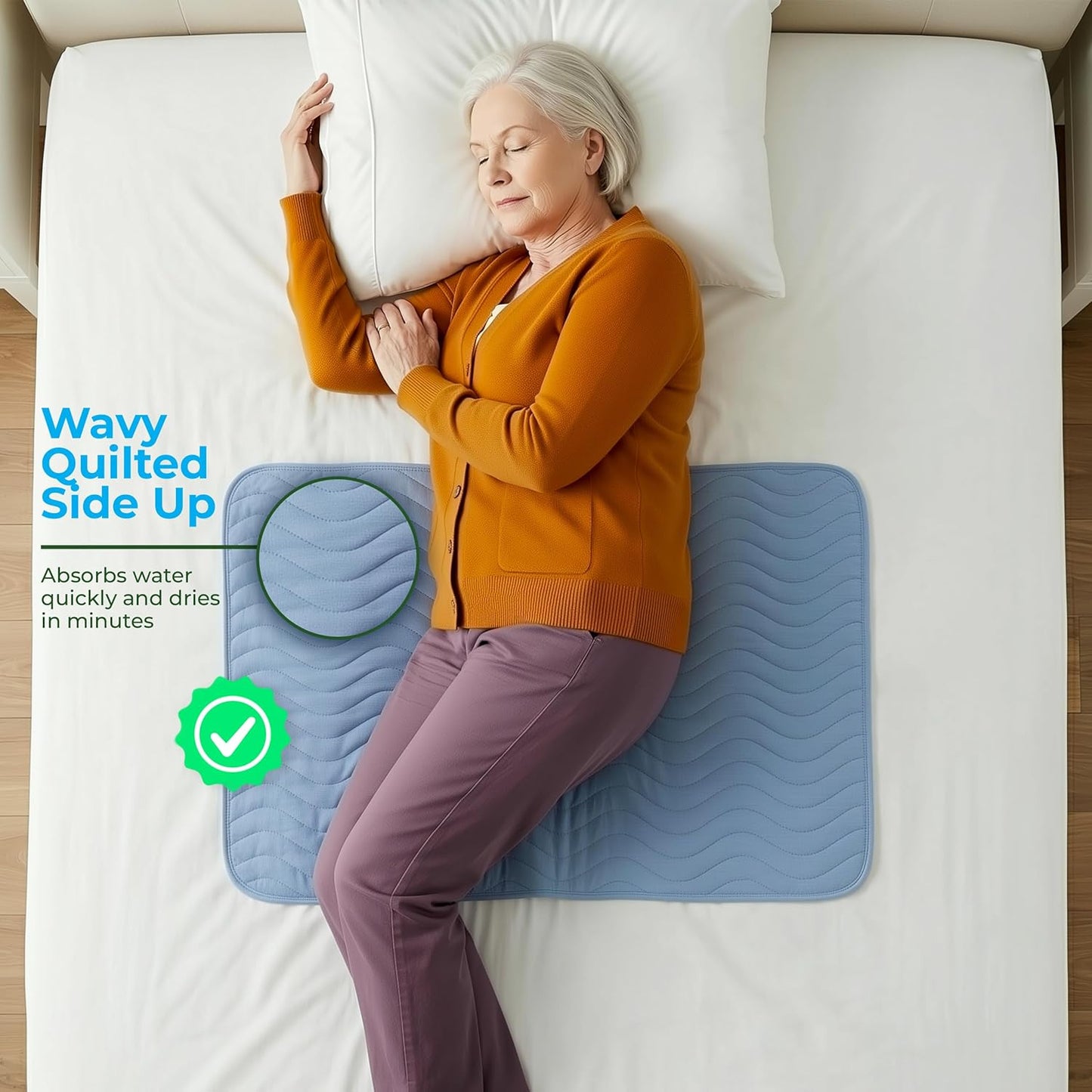 Utopia Bedding Washable Underpads 34" x 36" (Pack of 4), Waterproof Reusable Heavy Absorbency Incontinence Bed Pads for Adults, Kids, Elderly and Pets, Bedwetting Pads for Sofa and Couch (Blue)