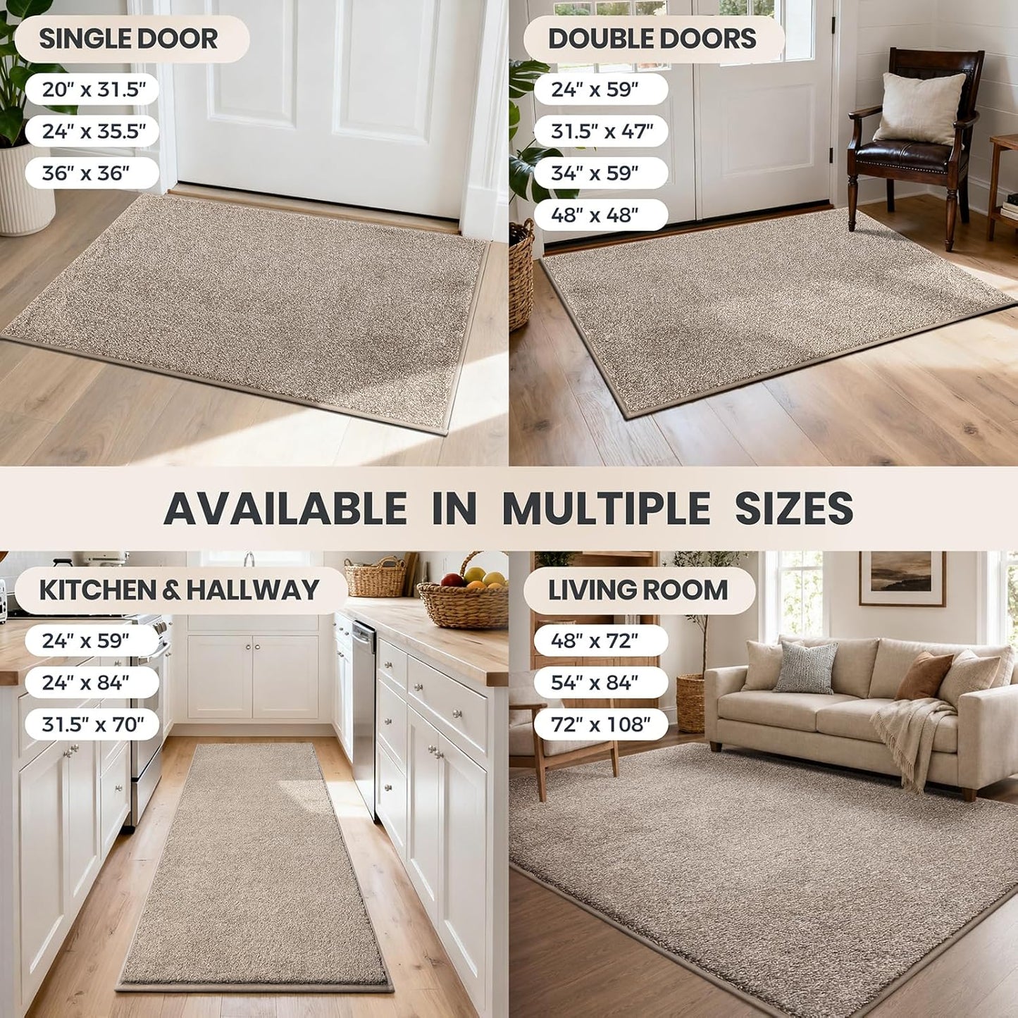 PURRUGS Dirt Trapping Door Mat 20" x 31.5", Non-Slip Machine Washable Entryway Rug, Dog Doormat, Indoor Front Door Mat, Super Absorbent Entry Rug for Muddy Shoes & Paws, Bluish Grey-Black