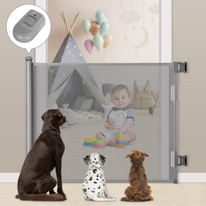 Upgraded Retractable Baby Gate, Extra Wide Safety Kids or Pets Gate, 33” Tall, Extends to 71” Wide, Mesh Safety Dog Gate for Stairs, Indoor, Outdoor, Doorways, Hallways(33”x71”, Black)