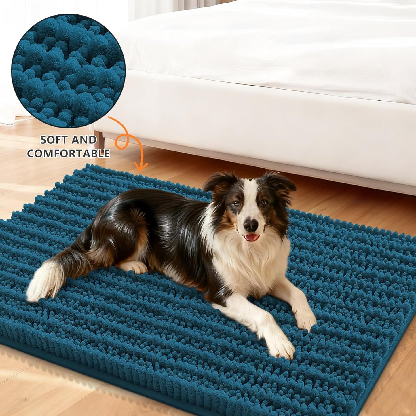 Smiry Dog Door Mat for Muddy Paws 30x20, Extra Soft Absorbent Chenille Doormat, Trap Moisture and Dirt, Non-Slip Machine Washable Front Door Mat for Indoor Entrance Inside Floor, Grey