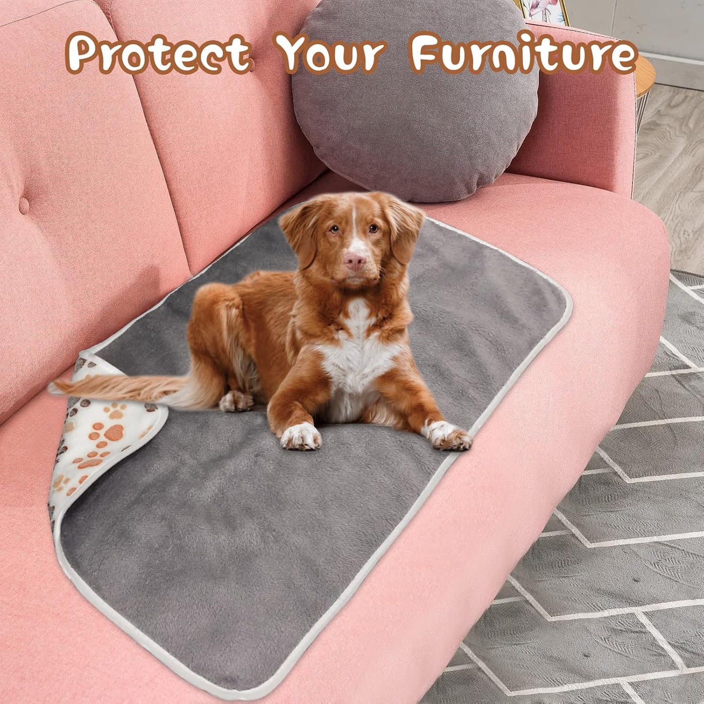 YUEPET Waterproof Dog Blankets, 2 Pack Washable Dog Blankets for Bed Couch Sofa Protector Fleece Flannel Puppy Blanket Soft Plush Reversible Throw Blanket for Small Dogs Puppy Cat 23"×16"(Purple+Pink)
