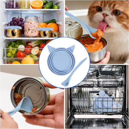 5-Piece Set Reusable Cat Food Can Lids, BPA-Free, Odor-Proof, Fits 2.4/2.8/3.2 Inch Cans (2.8oz/3oz/5.5oz), Fridge Safe (gray)