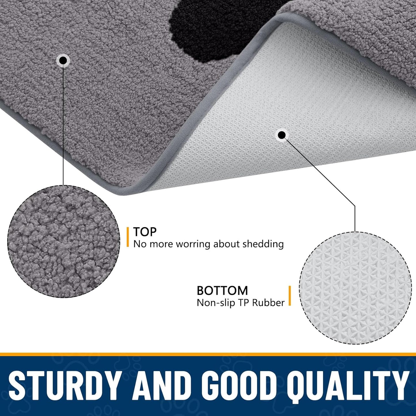 Smiry Dog Door Mat for Muddy Paws, Absorbs Moisture and Dirt, Low-Profile Entryway Mat with Non-Slip Backing, Entry Indoor Outdoor Doormat for Inside Floor (30x20 Inches, Grey, Striped)