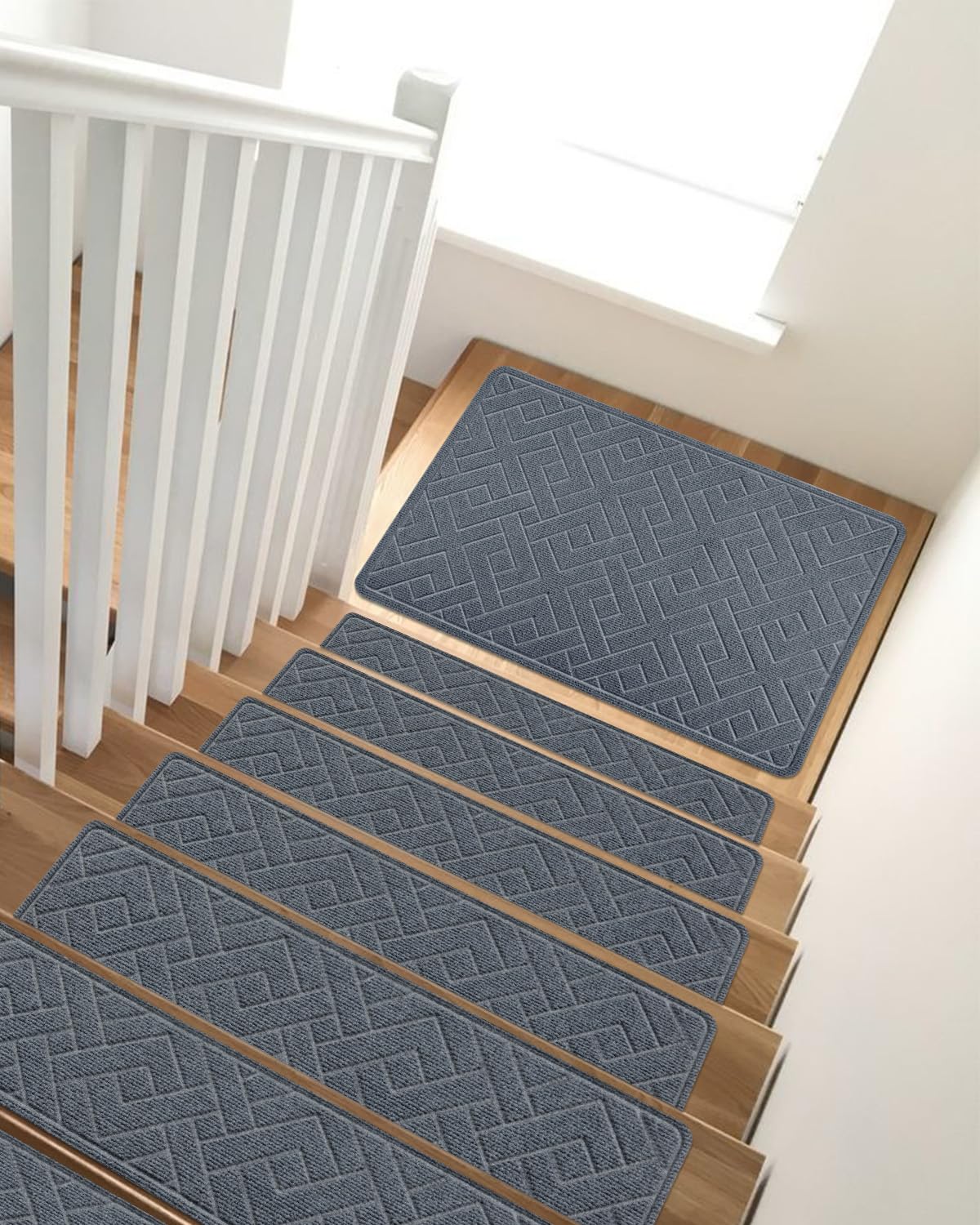 Non Slip Stair Treads for Wooden Steps,15 Pack 8" X 30" Stairs Carpet Treads Indoor with Reusable Peel and Stick Adhesive for Kids Elders and Pets