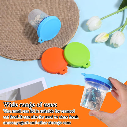 EupHHonycs 6 Pcs Cat Food Can Lids Silicone Small Pet Can Covers Dishwasher Safe for 3 oz Cat Wet Food Cans or Canned Good