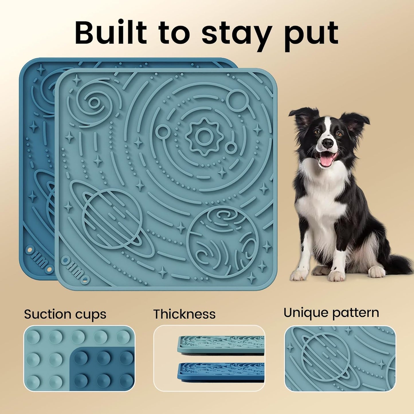 OHMO Lick Mat for Dogs and Cats(Small, Camo&Light Green, 2pcs) Enrichment Accessories Toy Space Star Easy Clean Pet Slow Feeder/Suction Cups, Licking Pad for Anxiety Relief and Boredom Reduction