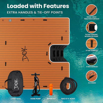 DOK Dog-DOK Inflatable Dock Platform: Safe & Easy Water Access for Dogs Up to 230 lbs; Floating Non-Slip EVA Foam with Dog Boat Ramp for Pool, Dock, & Lake | Military Grade & High Visibility