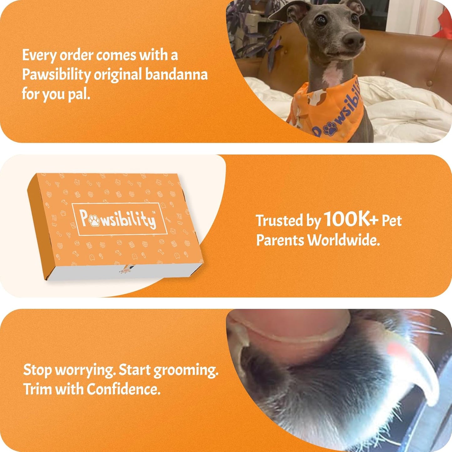 Pawsibility Pet Nail Clipper PRO 2026 - Quick-Vision LED Light | 2-Stage Adjustable Professional-Grade Blade | Adjustable Magnifier Safety Guard - for Cats, Small, Medium and Large Dogs - Brown