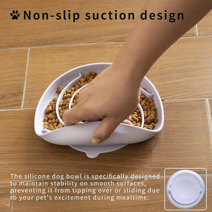 Bifeaw Slow Feeder Dog Bowls, Dishwasher Microwave Safe Silicone Puppy Puzzle Bowl with Non-Slip Design for Eating (Grey Green)