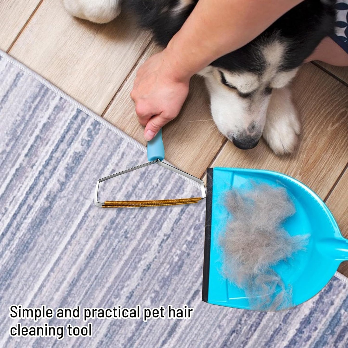 Pet Hair Remover Tool,Cleaner Pro Pet Hair Remover,Cat Hair Remover Multi Fabric Edge and Carpet Rake Scraper -Dog Hair Remover for Rugs,Couch & Pet Towers, Blue