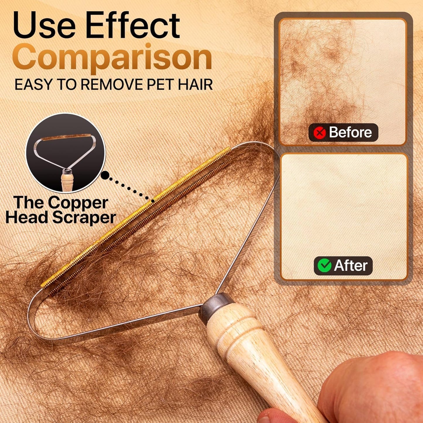 1-Pack Pet Hair Removal Tool - Carpet Rake and Squeegee for Pet Hair Remover Tool - Lint Remover and Hair Scraper for Couch - Easy to Clean Fuzz Fur and Pro Cat Dog Hair Remover for Rugs,Car Floor Mat