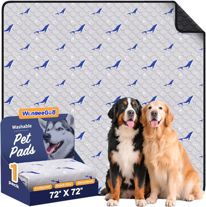 WanpeeGoo Washable Pee Pads for Dogs, 2Pack Reusable Puppy Pads, Super Absorbent & Leakproof Dog Pads, Anti-Slip Dog Pee Pads for Puppy Training & Incontinence, Feather Pattern 36"x41"