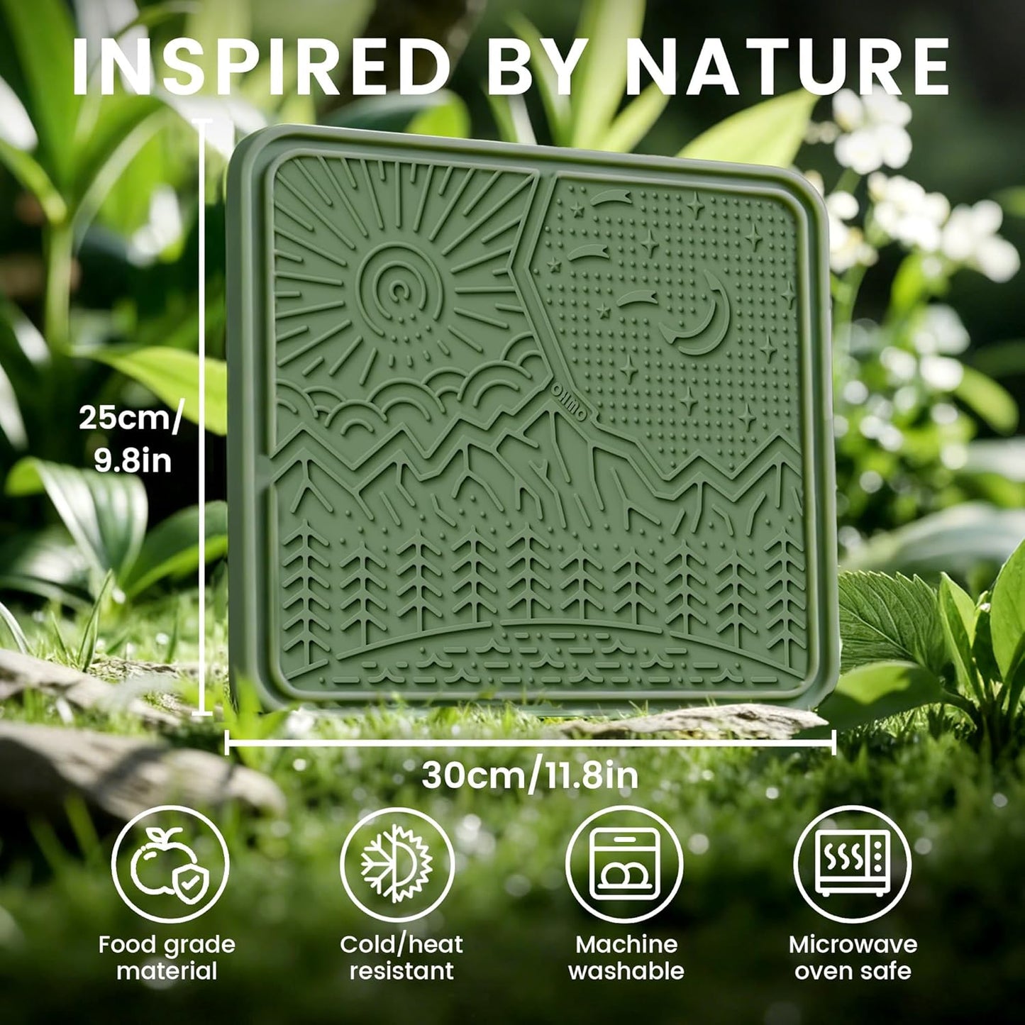 OHMO Lick Mat for Dogs and Cats Large(2 Pack) Nature Design Easy to Clean Pet Slow Feeder with Suction Cups, for Anxiety Relief and Boredom Reduction(Mars+Coral)