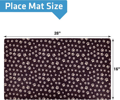 Drymate Pet Bowl Placemat, Dog & Cat Food Feeding Mat - Absorbent Fabric, Waterproof Backing, Slip-Resistant - Machine Washable/Durable (USA Made) (12” x 20”) (Indigo)