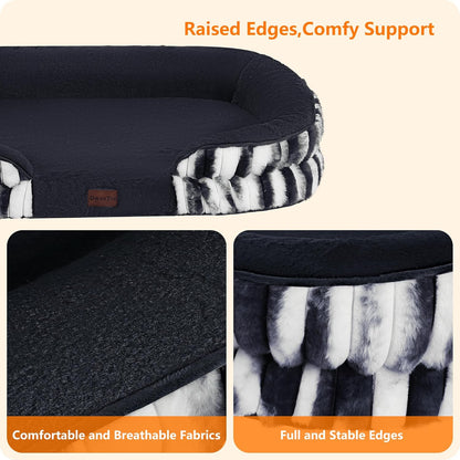 Dwanton Orthopedic Dog Bed for Medium Dogs with Gel Memory Foam, Waterproof Dog Sofa, Washable Pet Bed with Four Sided Bolster Cushion, Removable Cover & Non-Slip Bottom, 36", Dark Gray