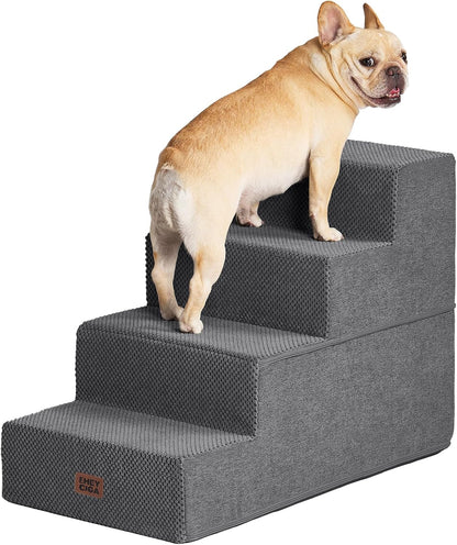 EHEYCIGA Dog Stairs for High Bed 22.5" H, 5-Step Dog Steps for Bed, Pet Steps for Small Dogs and Cats, Non-Slip Balanced Pet Ramp Indoor, Grey