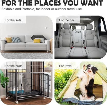 Dog Bed Soft Dog Crate Bed Pad Mat, 42 in Non Slip Bottom Washable Beds for Large Dogs, Pet Bed Mattress Kennel Pad, Dark Gray