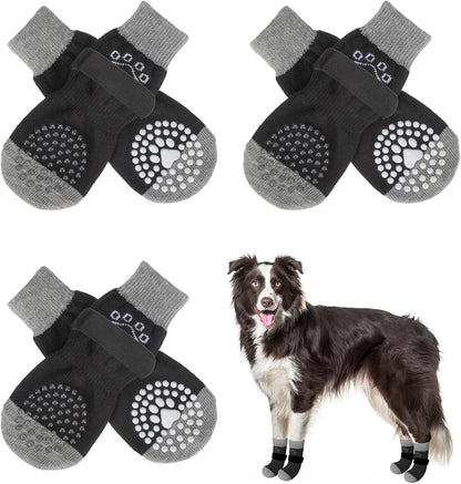 SCENEREAL 6Pcs Anti Slip Dog Socks to Prevent Licking Paws for Hot/Cold Pavement, Dog Grippy Socks for Hardwood Floors, Dog Shoes for Boots & Paw Protectors for Puppy Small Medium Large Senior Dogs