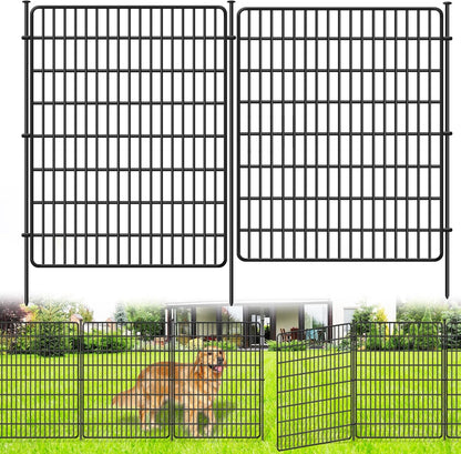 15 Panels No Dig Fence with Gate, 32 in(H) X 36 ft(L) Garden Decorative Fence Animal Barrier for Dogs, Rustproof Metal Garden Edging Border for Outdoor, Yard, Patio, Black