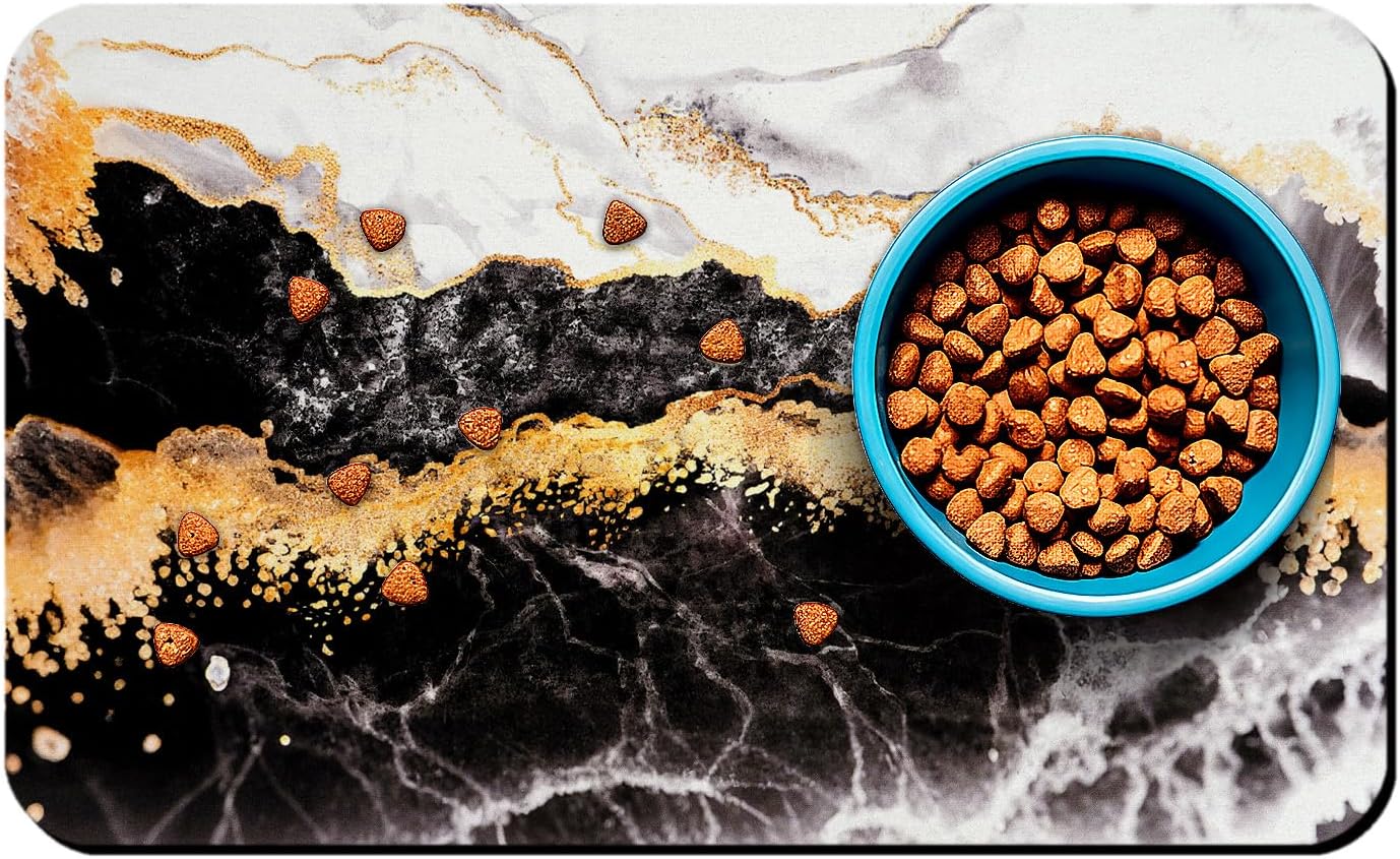 Dog Food Mats for Floors Waterproof Mat for Cat Food and Water Bowls - Absorbent Quick Dry Non Slip Mat for Pet Feeding