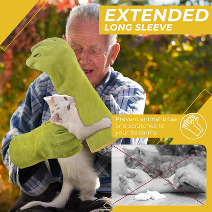 HANDLANDY Animal Handling Gloves, Bite-Proof, Scratch-Resistant, Pet Gloves for Dogs, Cats, Falconry, Gardening