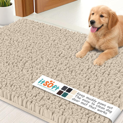 Dog Rugs for Muddy Paws 22x14 | Cleaner Mud Free Floors | Muddy Dogs Mats for Indoor, Dog Mat for Muddy Paws Door Mat Washable, Absorbent Chenille Mud Rug Paw Matt w/ Non Slip Backing, Charcoal Grey