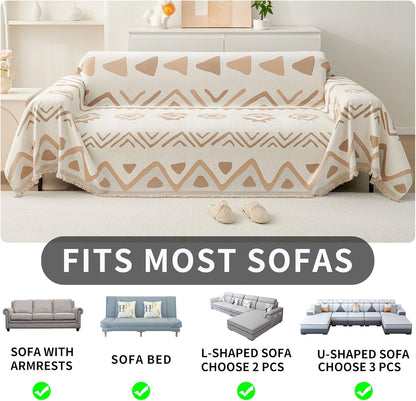 HAOMAIJIA Non Slip Couch Cover Sofa Covers for 3 Cushion Couch Washable sectional Couch Covers for Dogs pet Furniture Protector Couch Cover Blanket for Living Room (Off White, 91"x134")