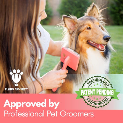 Slicker Brush for Dogs - Long Pin for Poodles, Doodles & Long Haired Dogs, Deshedding & Dematting Tool, Slicker Dog Brushes for Grooming (Coral, Flat Large)