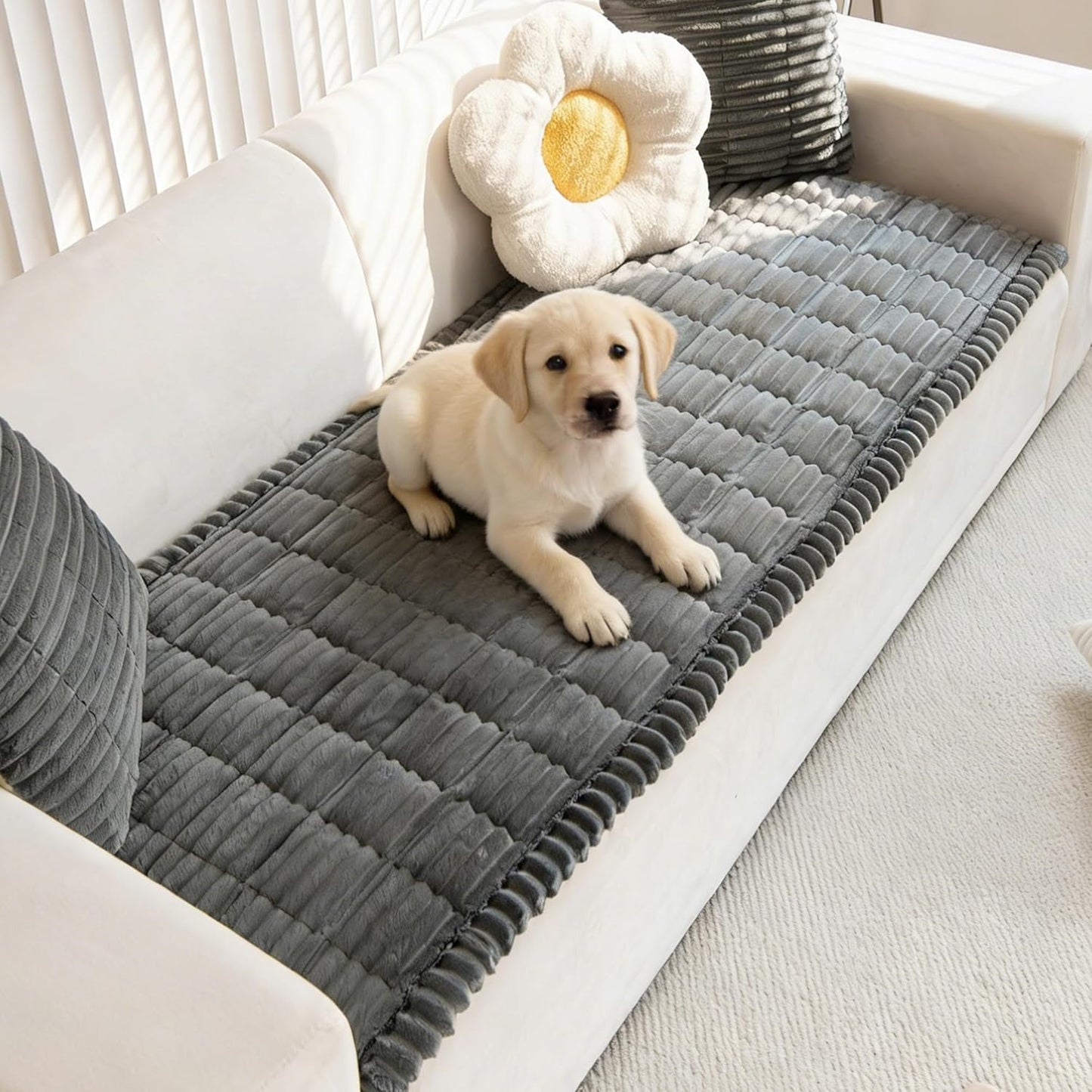 Mivnue Pet Couch Cover, Couch Covers for Dogs, Washable Dog Sofa Covers Couch Protector, Fuzzy Non Slip Couch Slipcover Pet Friendly (Brown, 27.6" x 59.1")