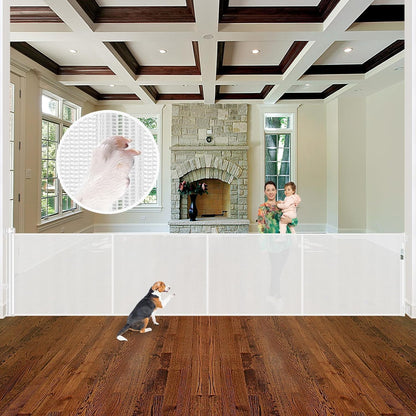 96 Inch Wide Reinforced Retractable Baby Gate with Support Rods, Extra Long Dog Gate Retractable Gate Outdoor Gates for Decks, Prevent Crawling Under Extra Long Baby Gates for Large Openings, Black