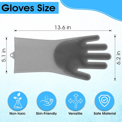 High-Density Silicone Pet Grooming Gloves with Enhanced Five Finger Design for Bathing, Massaging Dogs and Cats (Blue)