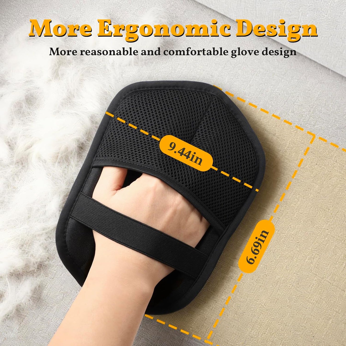 Pet Hair Removal Gloves, Reusable Electrostatic Grooming Mitt for Dogs & Cats, Effective Fur Remover for Furniture, Carpet, Clothing, Car Seats,1 Pack