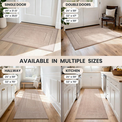 PURRUGS Dirt Trapping Door Mat 32" x 47", Non-Slip/Skid Machine Washable Entryway Rug, Dog Doormat, Super Absorbent Welcome Mat for Muddy Wet Shoes and Paws, Grayish Brown