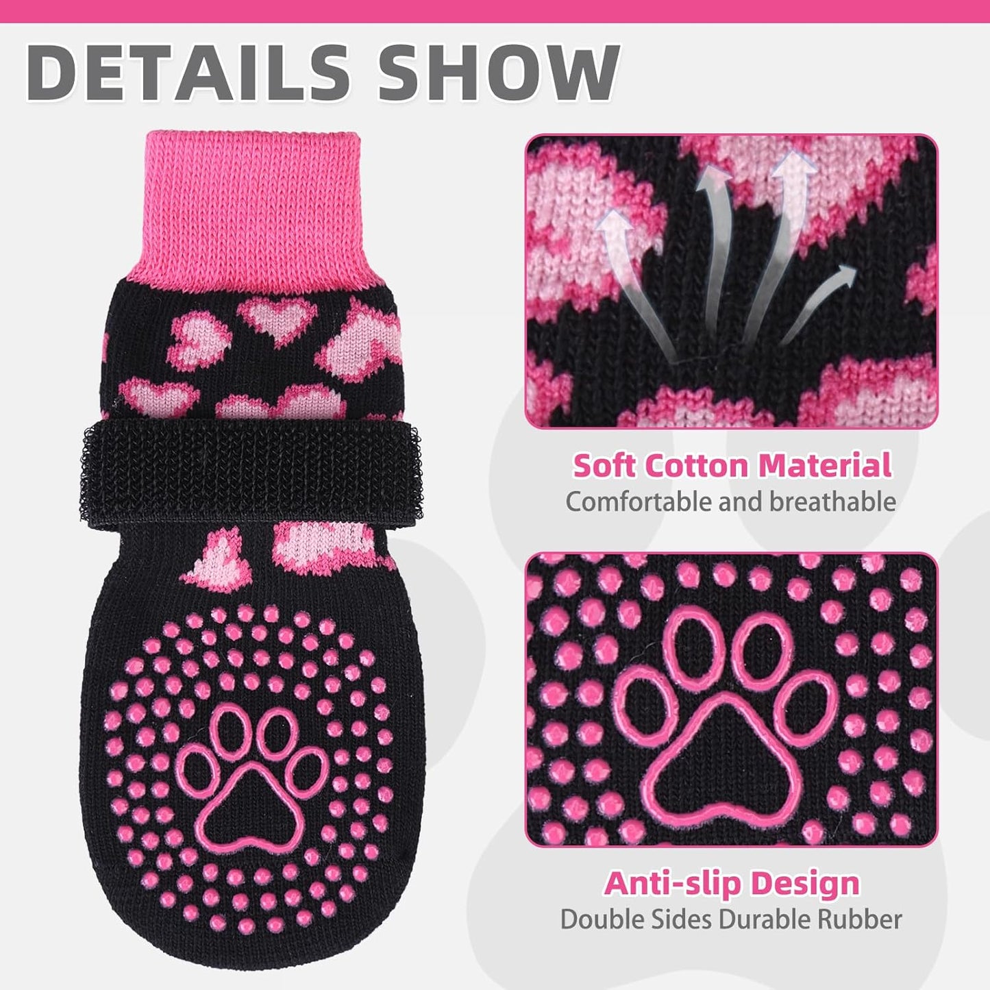 KOOLTAIL Dog Socks Shoes for Hot Pavement to Prevent Licking Paws, Winter Dog Boots&Paw Protector for Hardwood Floors Anti Slip,Traction Control Grip Booties for Small Medium Large Senior Dogs,Black M