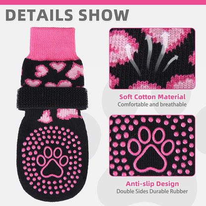 KOOLTAIL Dog Socks Shoes for Hot Pavement to Prevent Licking Paws, Winter Dog Boots&Paw Protector for Hardwood Floors Anti Slip,Traction Control Grip Booties for Small Medium Large Senior Dogs,Black M