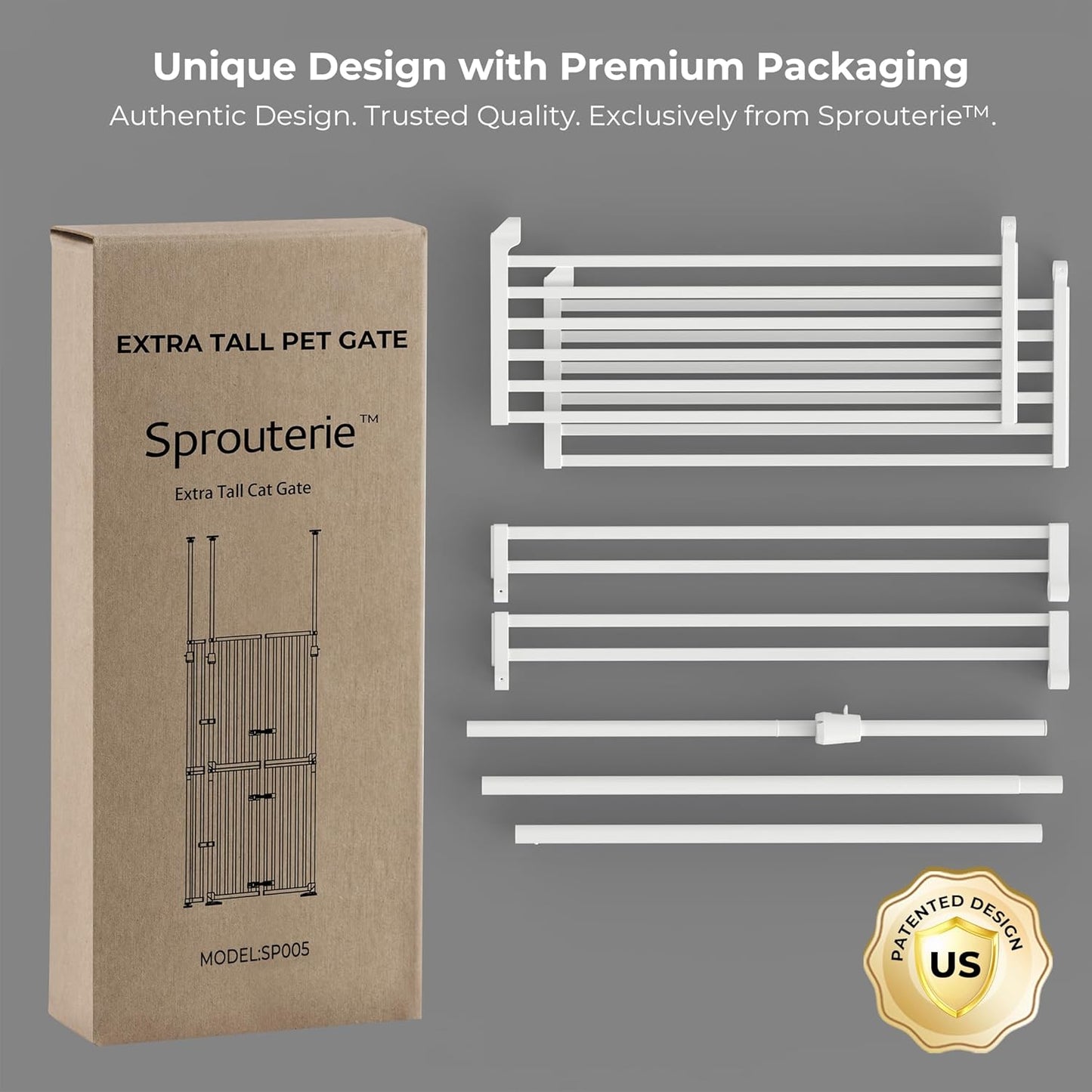 Extra Tall Cate Gate for Doorway: Pressure Mount 74.8"-90.5" Tall Cat Gate for Pets in Extra 30.3"-47.2" Width No Wall Drilling No Toddler for Indoor Stairs Hallway Room Safety Barrier