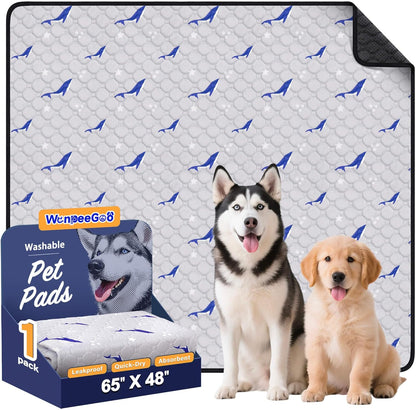 WanpeeGoo Washable Pee Pads for Dogs, 2Pack Reusable Puppy Pads, Super Absorbent & Leakproof Dog Pads, Anti-Slip Dog Pee Pads for Puppy Training & Incontinence, Feather Pattern 36"x41"