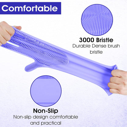 High-Density Silicone Pet Grooming Gloves with Enhanced Five Finger Design for Bathing, Massaging Dogs and Cats (Blue)