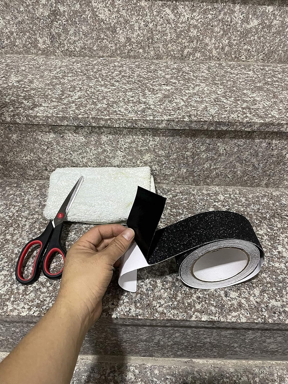 COSIMIXO 8" x 35Ft Heavy Duty Anti Slip Tape,Best 80grit Friction,Grip,Abrasive for Stairs Outdoor/Indoor,Skateboard Grip Tape Safety Non Skid Tread Staircases Anti-Slip Traction Tape Black