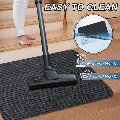 Stair Treads for Wooden Steps Carpet, Non-Slip Stair Runner Indoor Outdoor Stair Tread Mats Covers Pads, 19" x 31"Matching Landing Step Runner for Elders, Kids and Dogs (19" x 31", Black)