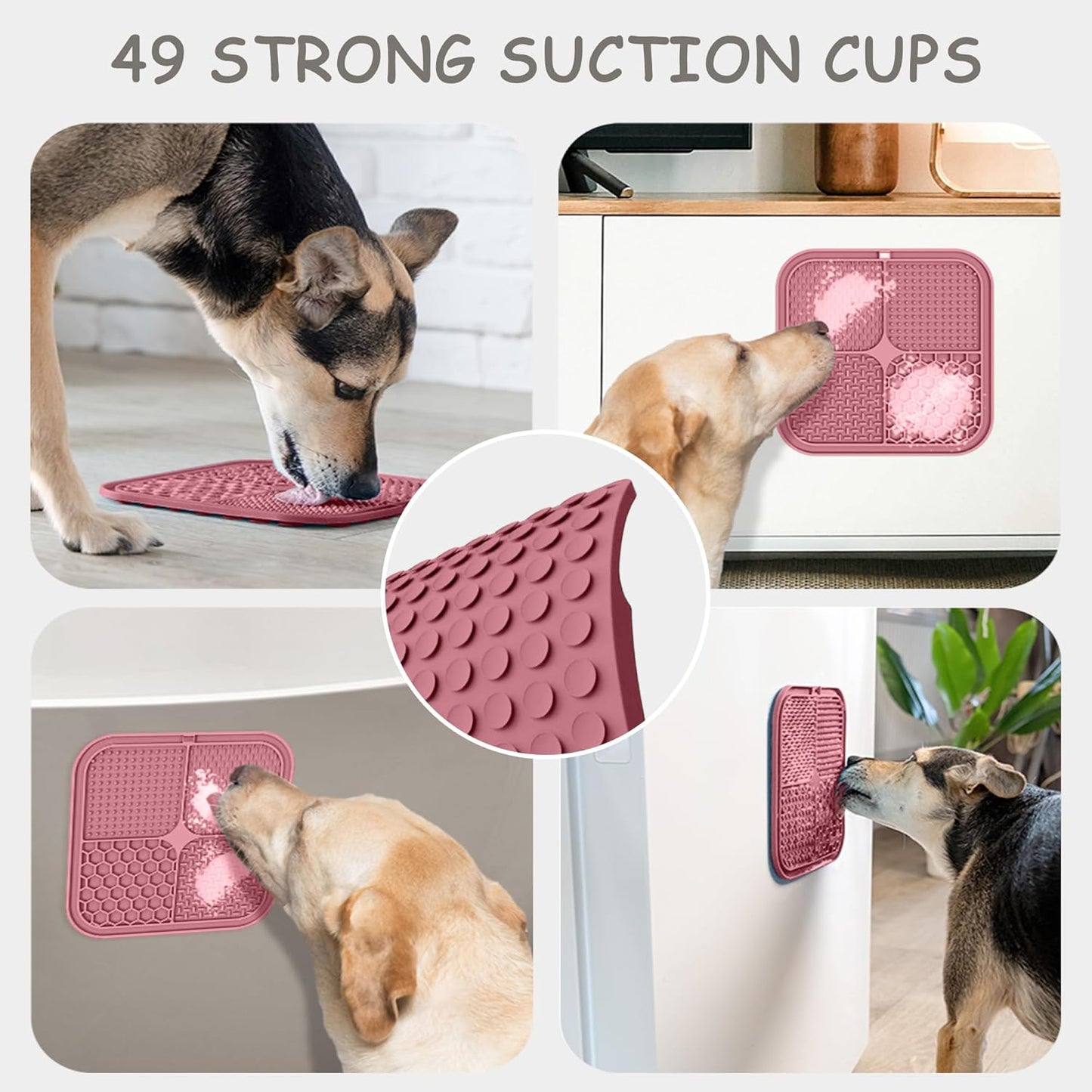 ChefAide 2 Pack Lick Mat for Dogs,Cats,Upgraded 8.5×8.5 inches Licking Mats with Suction Cups,Slow Feeder Licking Pad for Anxiety Relief and Boredom Reducer,Suitable for Dog Training Set 3